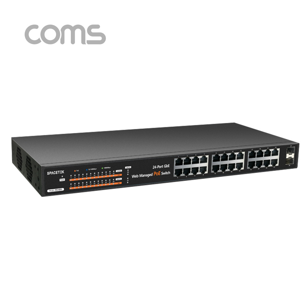 Coms 24포트 기가비트 GbE PoE 스위치허브 10/100/1000Mbps
