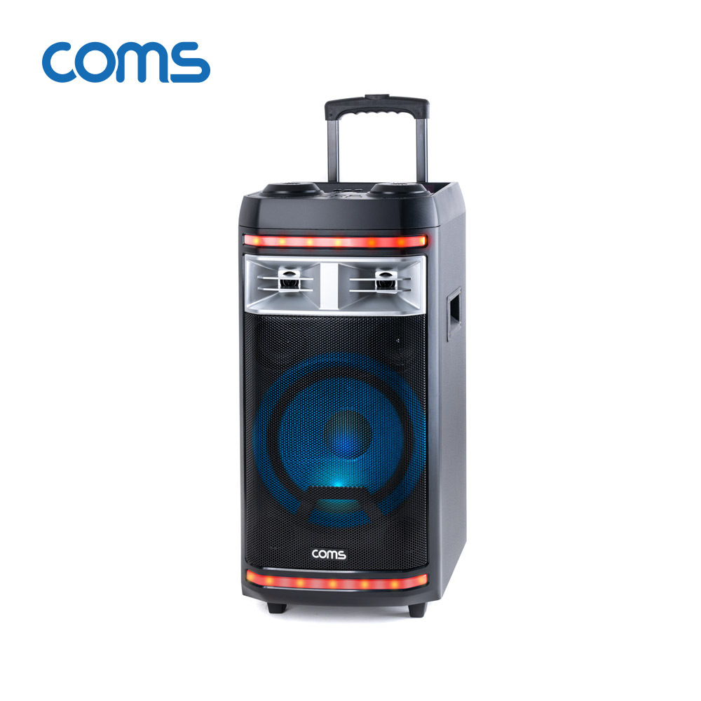 Coms 이동식 앰프 스피커 & 마이크 세트, 유/무선 마이크 2대 기본제공, 순간최대출력 800W