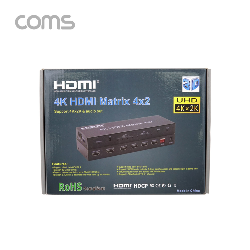 Coms HDMI 선택기(4:2) 4K / HDMI 1.4 / HDCP 2.2 / EDID