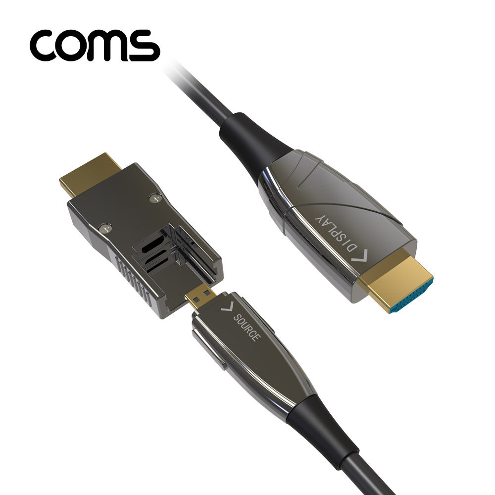Coms HDMI 2.0 + Micro HDMI 분리형 리피터 광 케이블 20M, 4K2K@60Hz, HDMI-A / HDMI-D