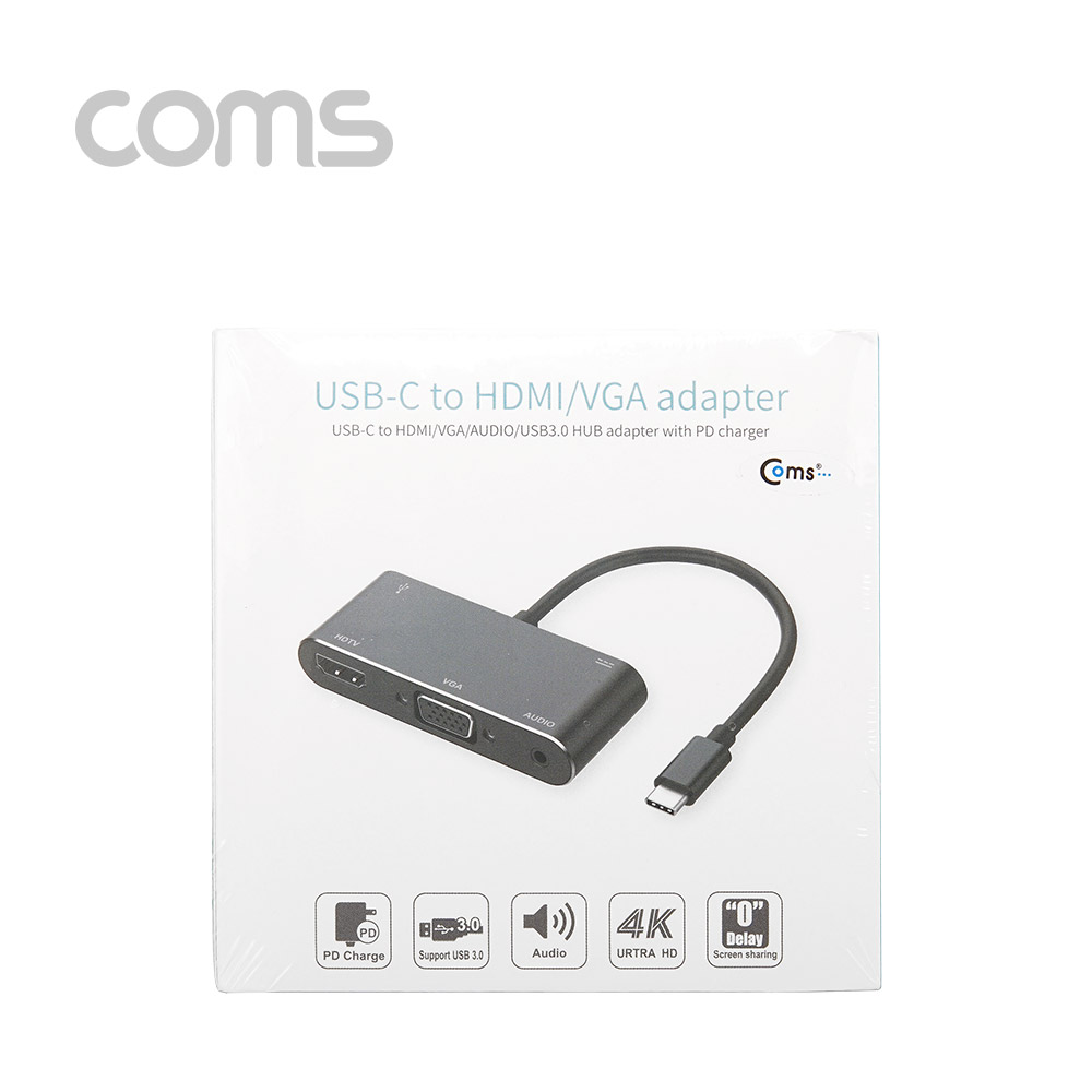 Coms USB 3.1 (Type C) 컨버터, Type C to HDMI & VGA - USB/Type C 충전