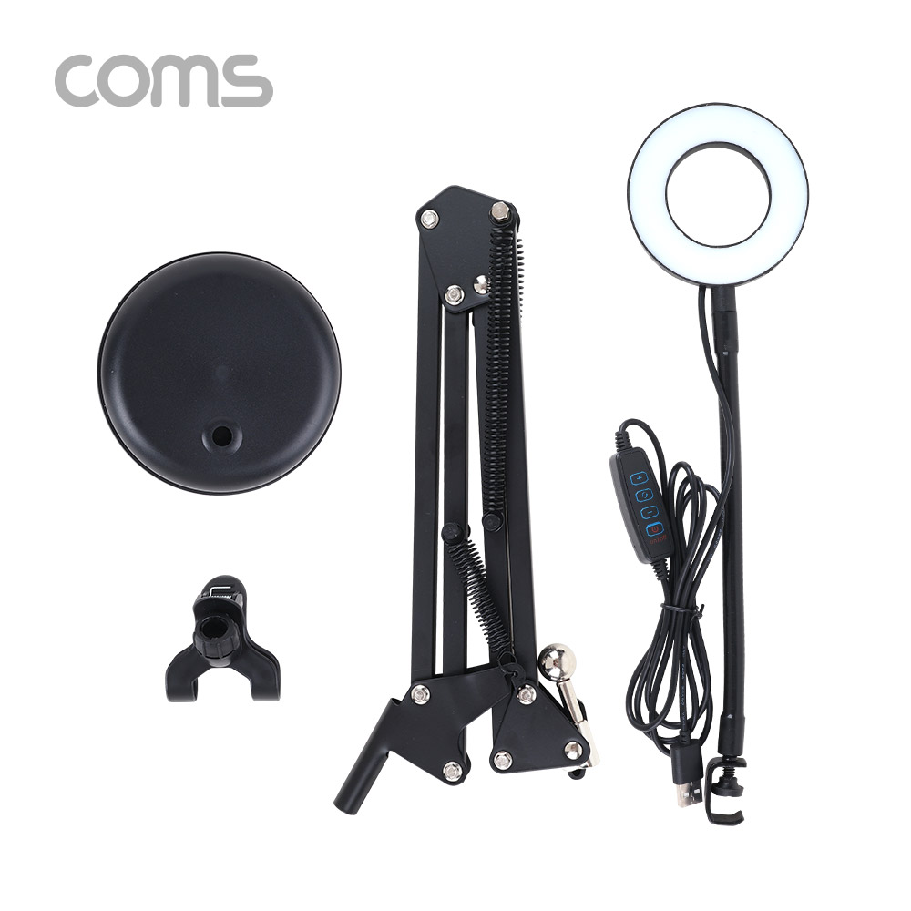 Coms LED 원형 램프 / 링 라이트 / USB 전원 / 플렉시블 / 탁상형 / Ring Light / 9cm