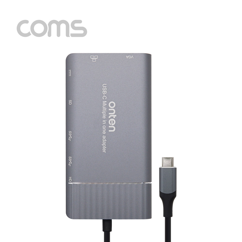 Coms USB 3.1 (Type C) 컨버터, 7 in 1, 30Hz/PD2.0 - HDMI+VGA+USB3.0 2P+PD+이더넷외