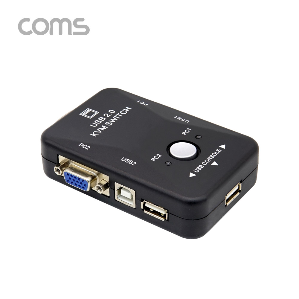Coms KVM USB 스위치(2:1) / PC 2대 연결/ 주변장치 연결 가능