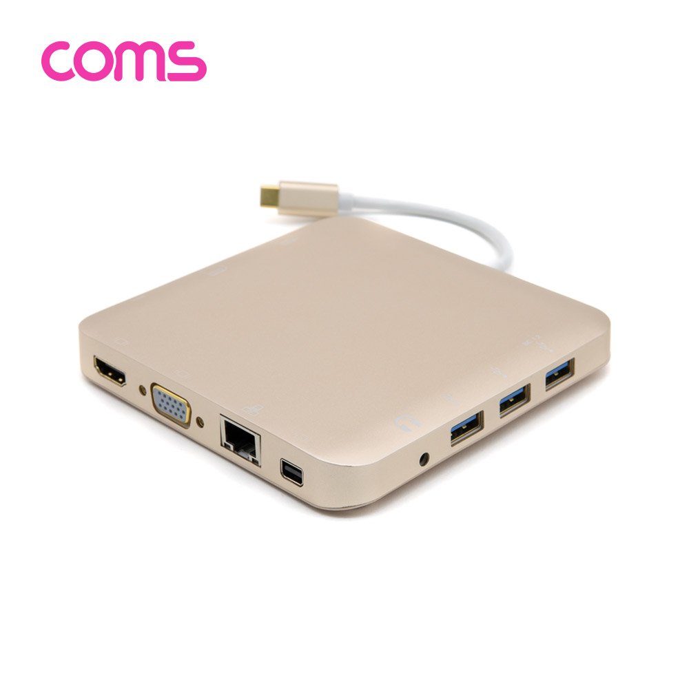 Coms USB 3.1 Type-C 멀티 컨버터/허브/도킹 (HDMI, VGA, mini DP, USB 3.0, 카드리더, 오디오)