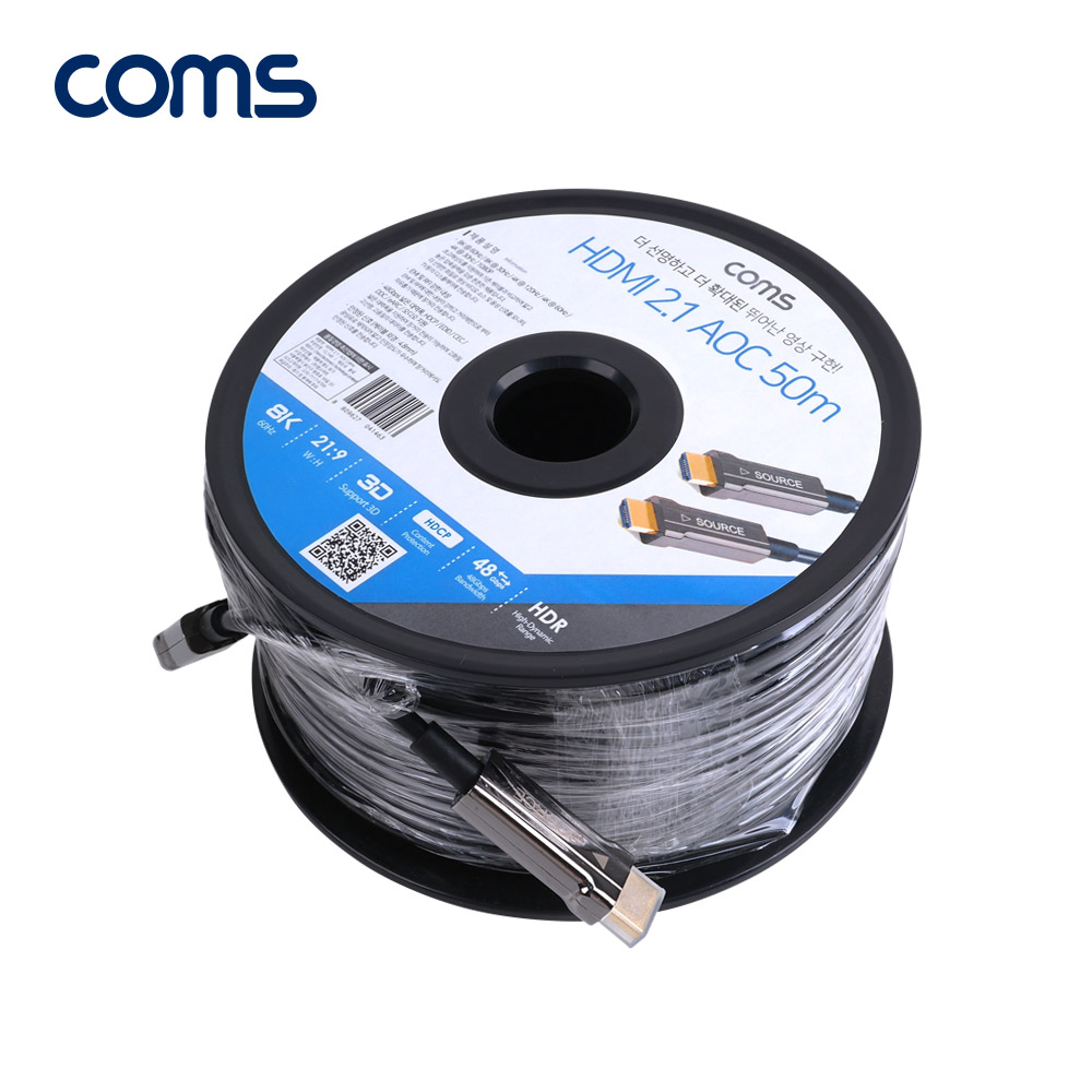 Coms HDMI 2.1 리피터 광케이블 50M / 8K@60Hz, 최대 4K@120Hz / ARC 기능 지원