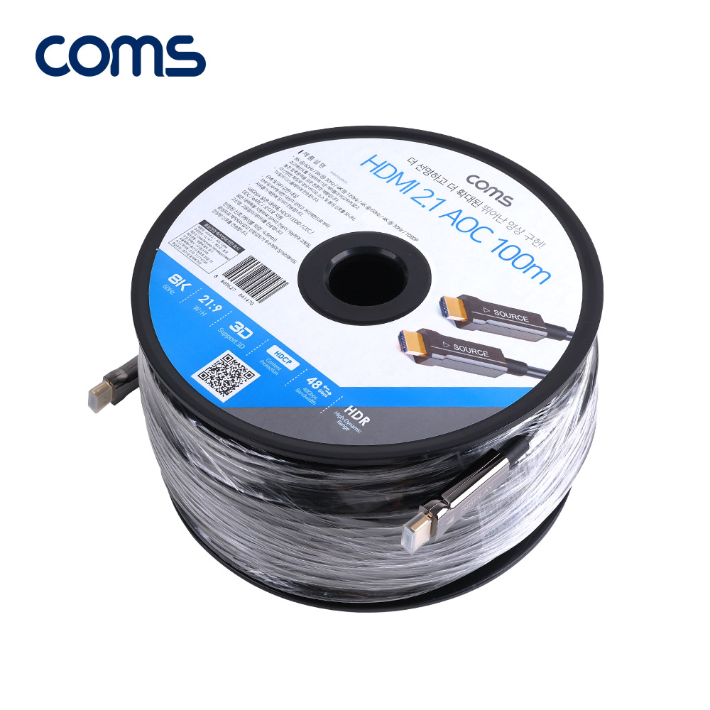 Coms HDMI 2.1 리피터 광케이블 100M / 8K@60Hz, 최대 4K@120Hz / ARC 기능 지원