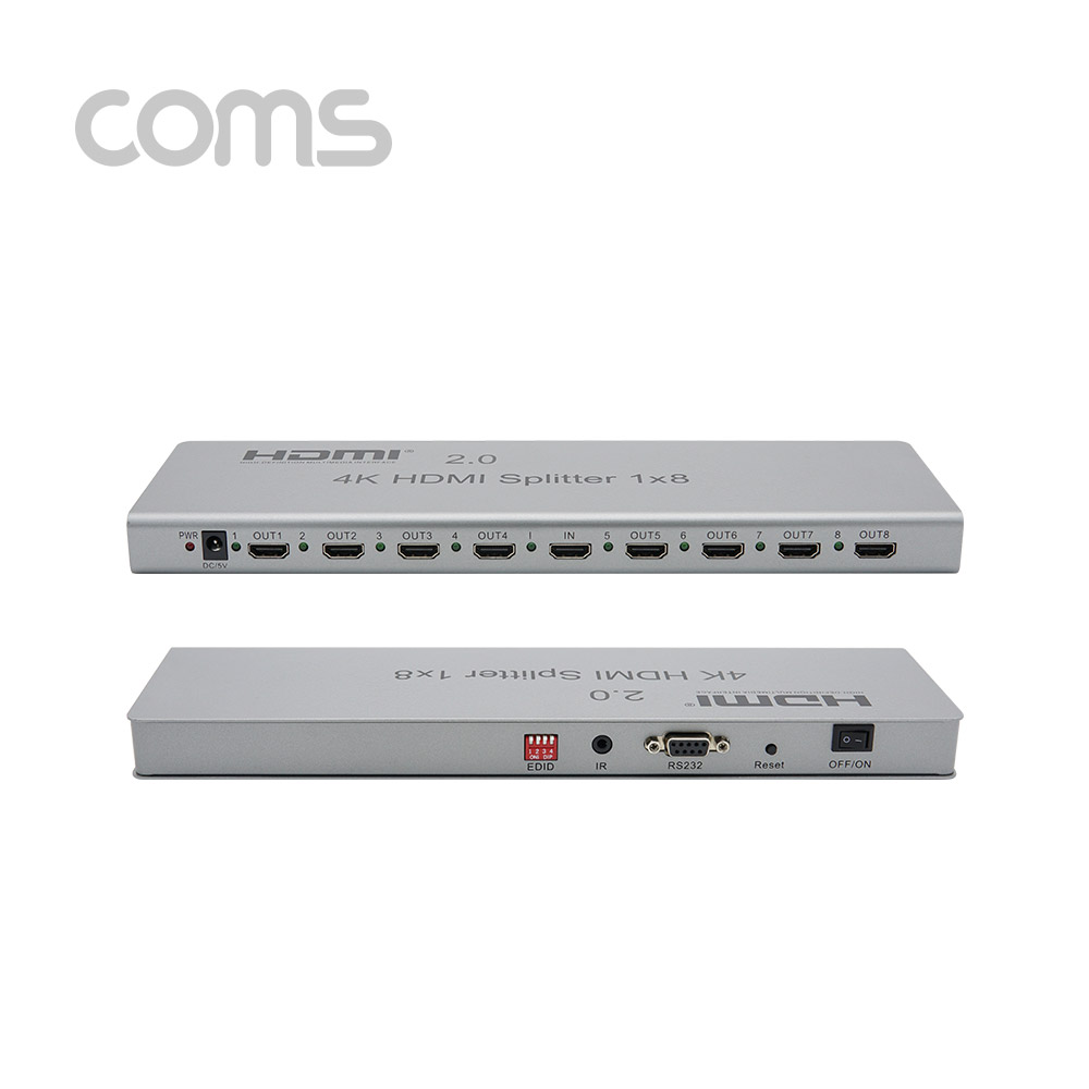 Coms HDMI 분배기(1:8) 4K(3840 X 2160 @60Hz) 지원