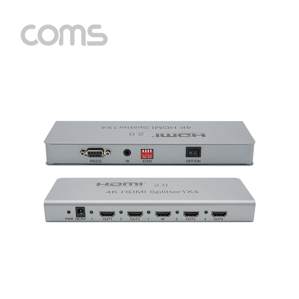 Coms HDMI 분배기(1:4) 4K(3840 X 2160 @60Hz) 지원