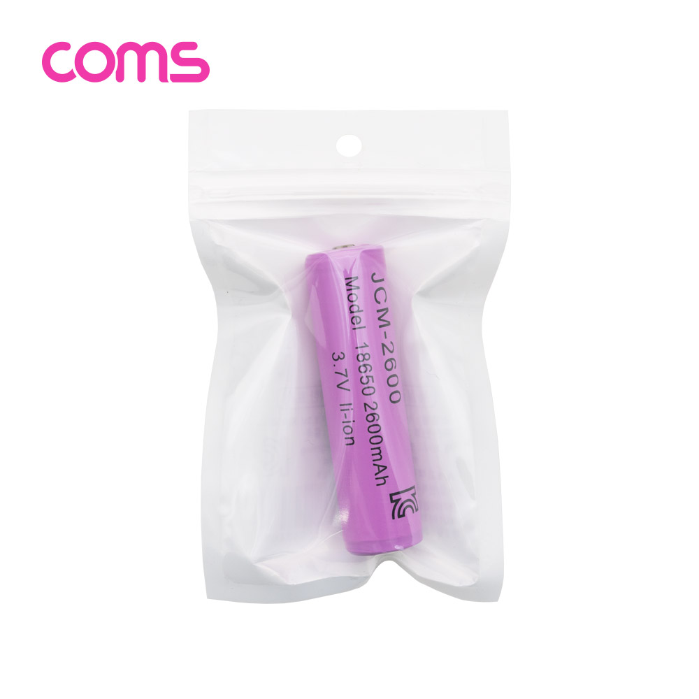 Coms 18650 리튬이온 배터리 3.7V 2600mAh / 보호회로 내장형 / 1EA (낱개판매)