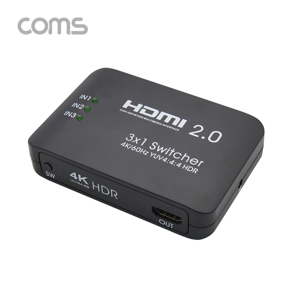 Coms HDMI 선택기(3:1) 4K / HDMI 2.0 / 리모콘