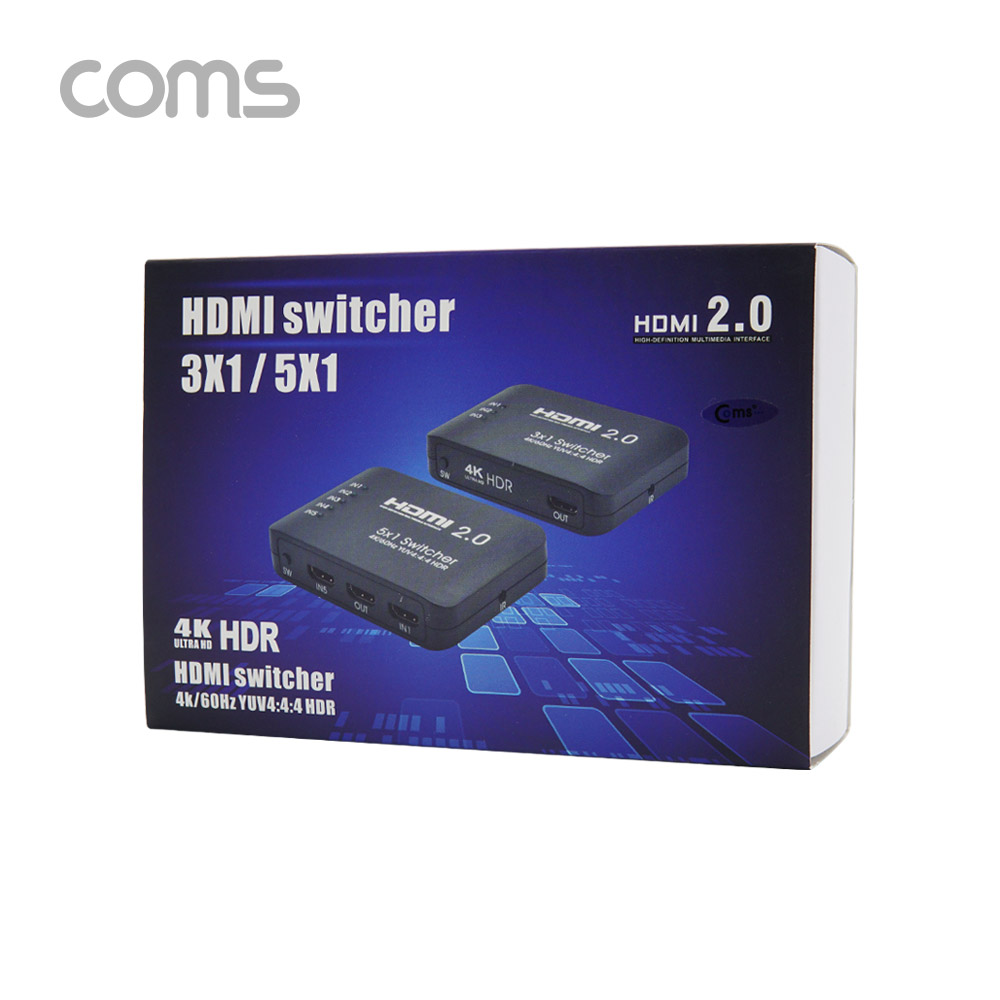 Coms HDMI 선택기(3:1) 4K / HDMI 2.0 / 리모콘