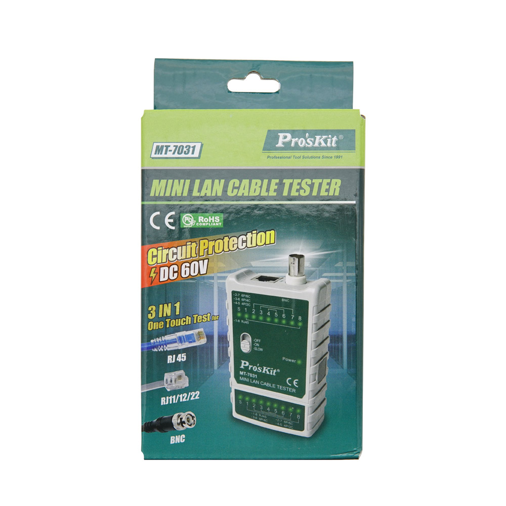 PROKIT 미니 랜케이블 테스터 (최대 300M / DV60 회로보호, RJ45 RJ11 BNC)