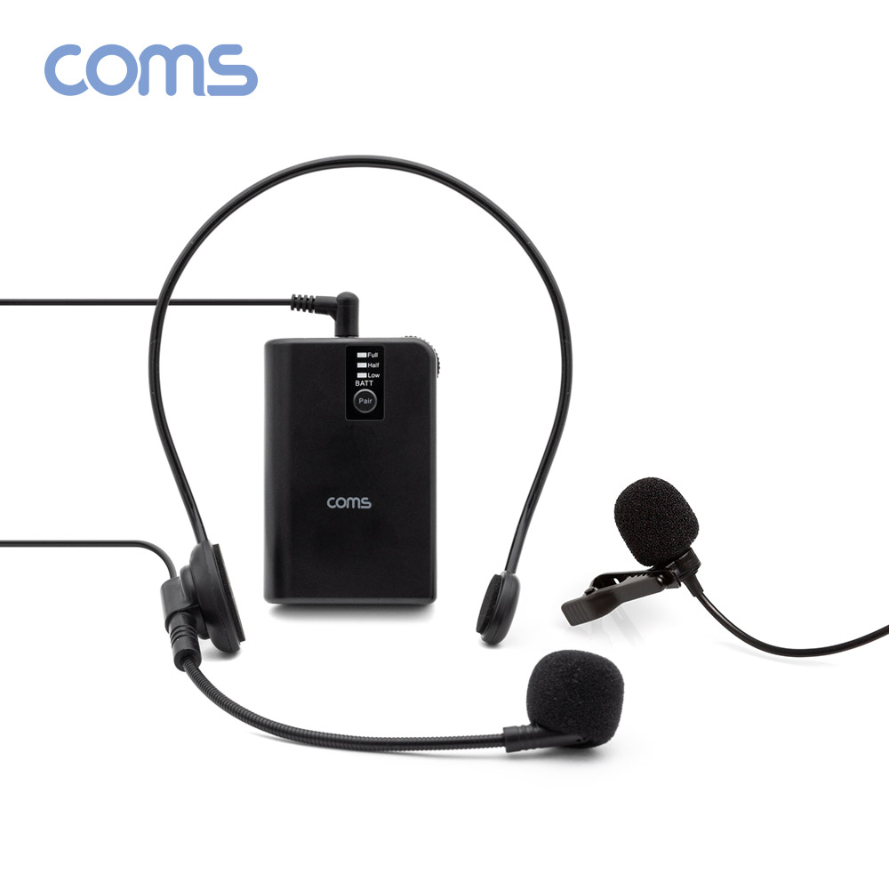 Coms UHF 무선 헤드셋 마이크+핀 마이크 송수신기 세트