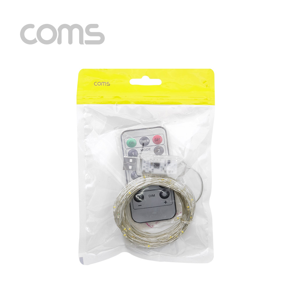 Coms USB LED 케이블 Yellow - 속도/밝기 조절 리모콘 / 와이어 조명