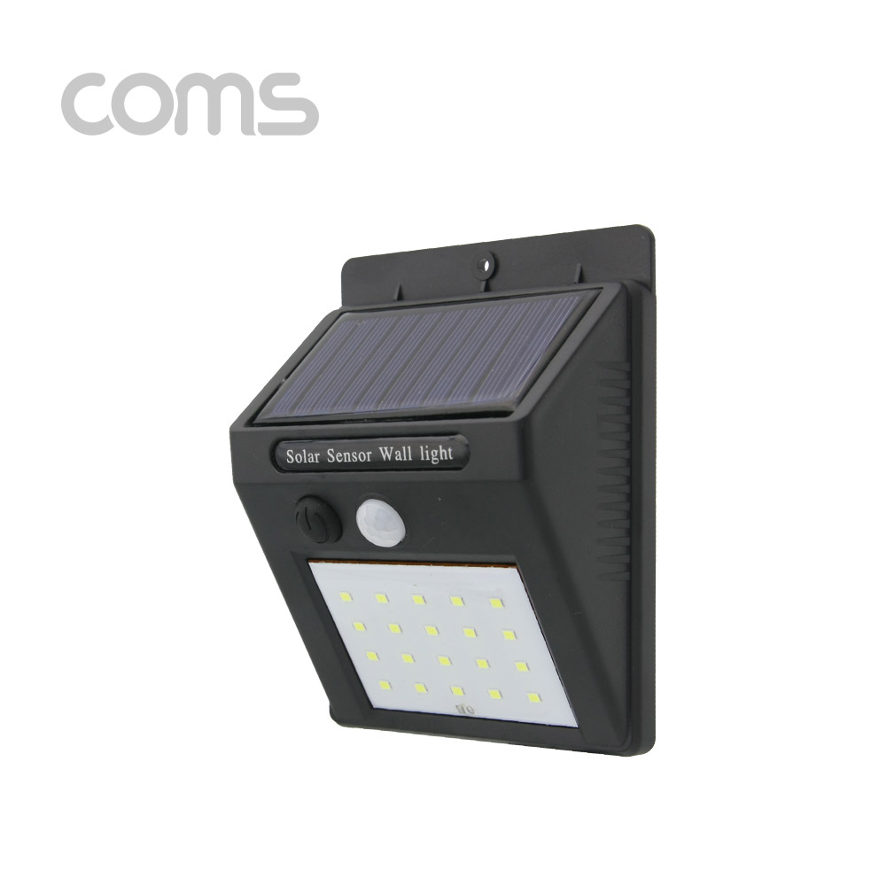 Coms 태양광 라이트/벽면설치 20LED - ON 스위치, Black  / 동작 감지/ 야간 / 램프(랜턴)