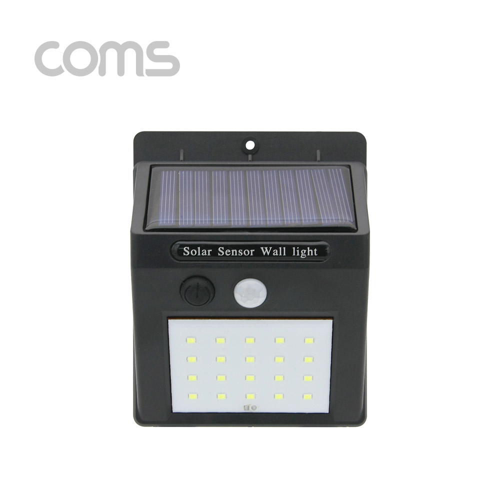 Coms 태양광 라이트/벽면설치 20LED - ON 스위치, Black  / 동작 감지/ 야간 / 램프(랜턴)