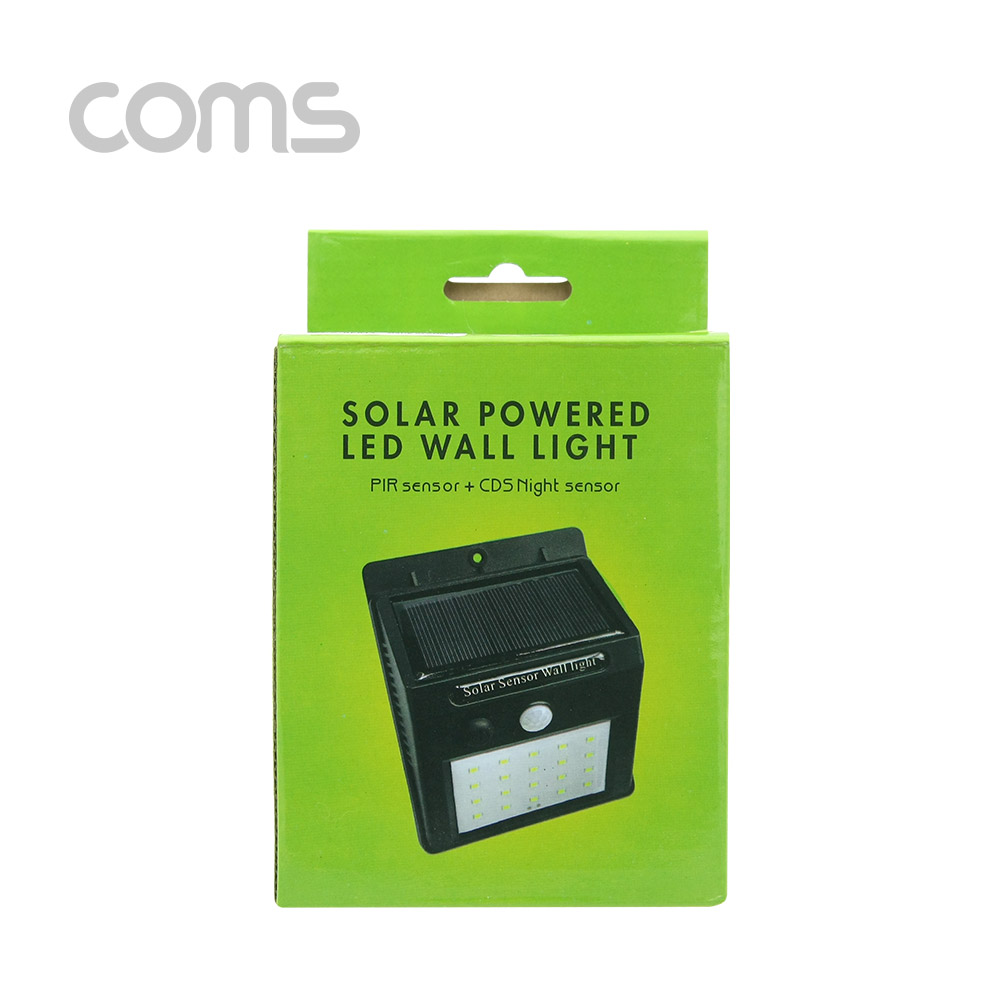 Coms 태양광 라이트/벽면설치 20LED - ON 스위치, Black  / 동작 감지/ 야간 / 램프(랜턴)