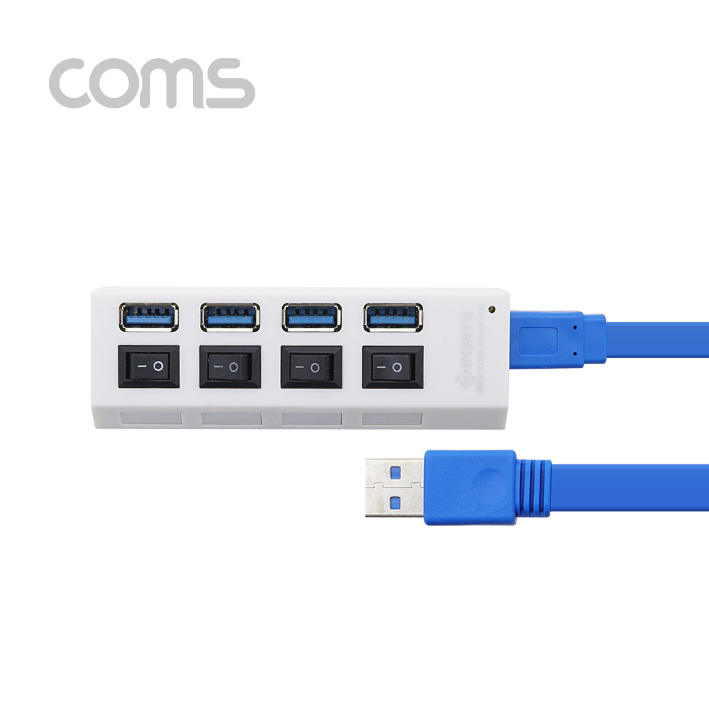Coms USB 3.0 4포트 허브 (무전원 / 개별 스위치)