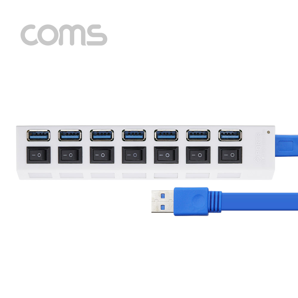 Coms USB 3.0 7포트 허브 (무전원 / 각스위치)