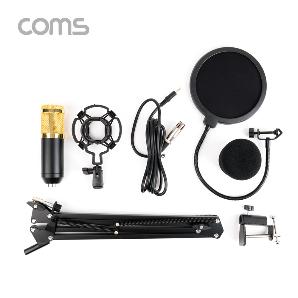 Coms 콘덴서 마이크 세트 / 탁상 거치용 / 스탠드 / 팝 스크린 / 레코딩 / 방송