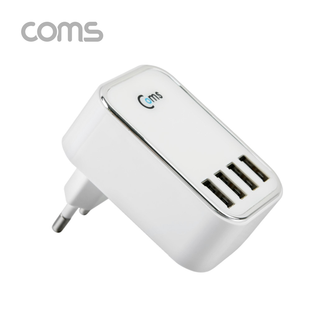 Coms USB 4포트 멀티 충전기, 220V 전용 전원 플러그 일체형 아답터/어댑터