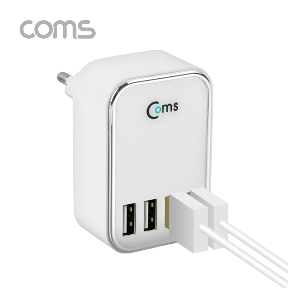 Coms USB 4포트 멀티 충전기, 220V 전용 전원 플러그 일체형 아답터/어댑터