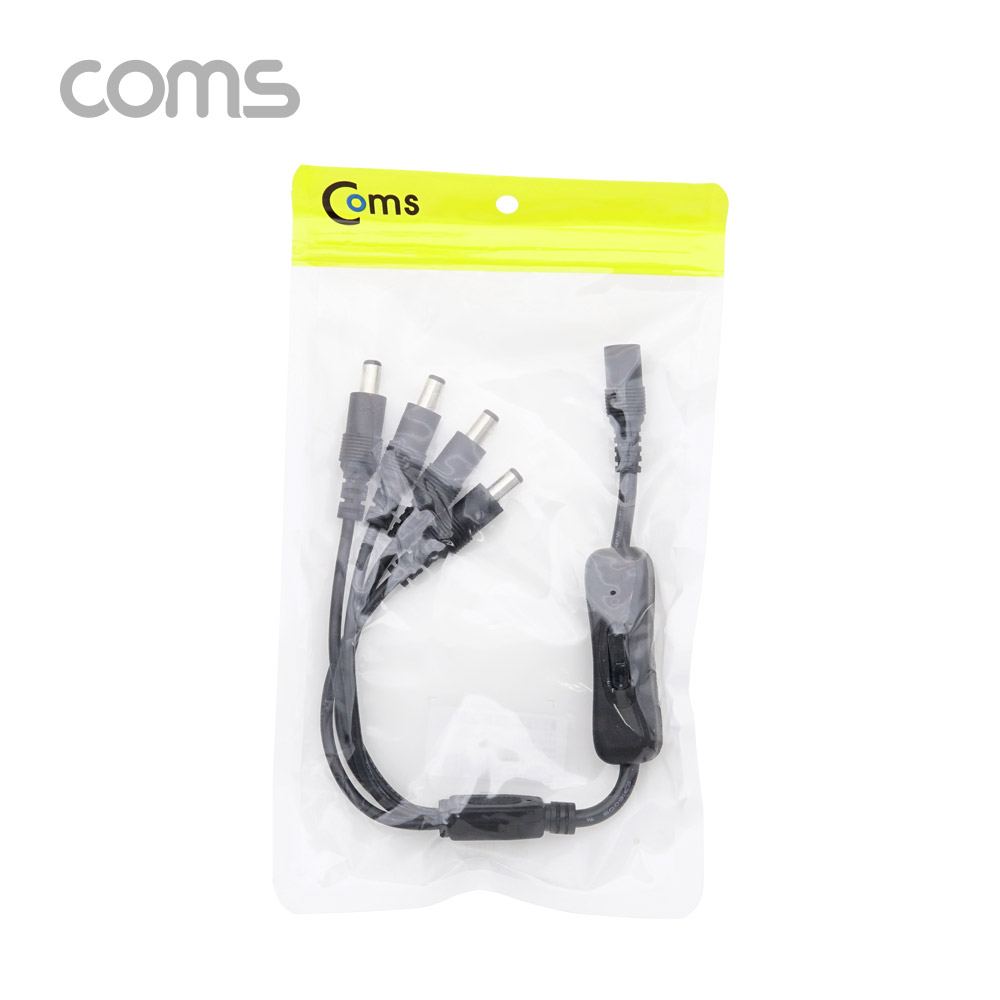 Coms DC 전원 분배기(On/Off 버튼) / 4분배 / DC 5.5(2.1) MF / 35cm
