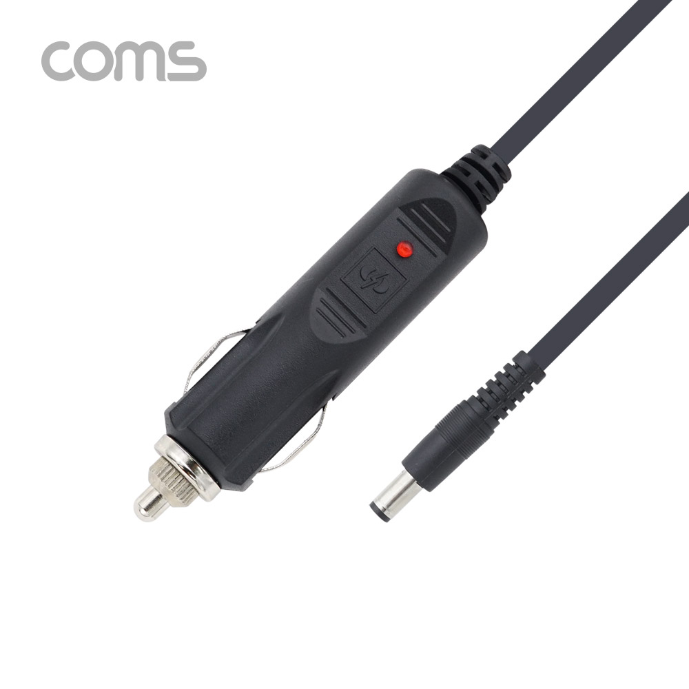 Coms 차량용 시가 전원 케이블 5M / DC 5.5/2.1 / 시가잭(시거잭) / Black