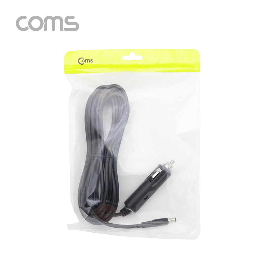 Coms 차량용 시가 전원 케이블 5M / DC 5.5/2.1 / 시가잭(시거잭) / Black