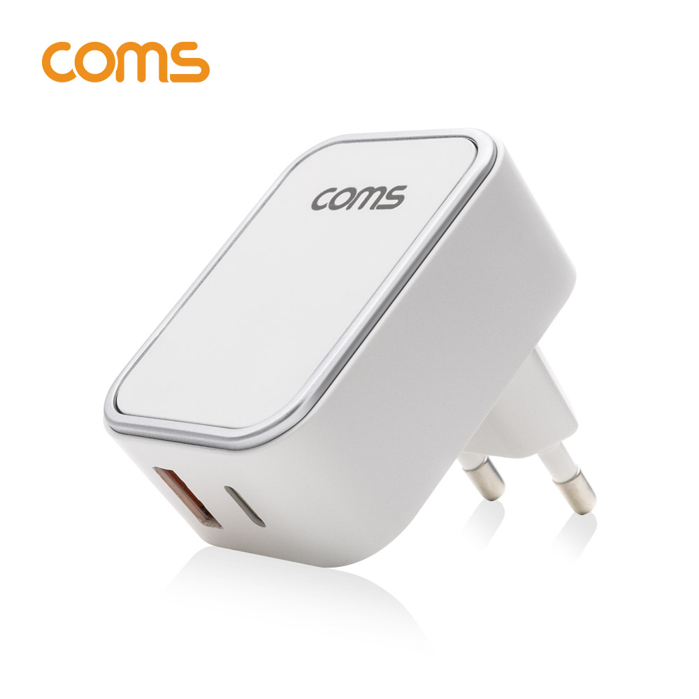 Coms 18W PD + 퀵차지 3.0 고속충전기 2Port (18W / QC 3.0 / USB PD / USB 3.1 Type C)