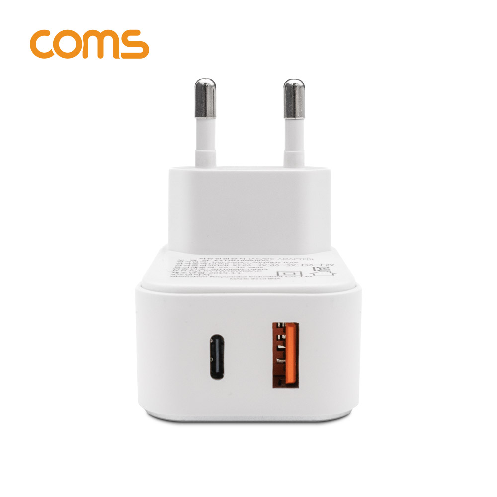 Coms 18W PD + 퀵차지 3.0 고속충전기 2Port (18W / QC 3.0 / USB PD / USB 3.1 Type C)