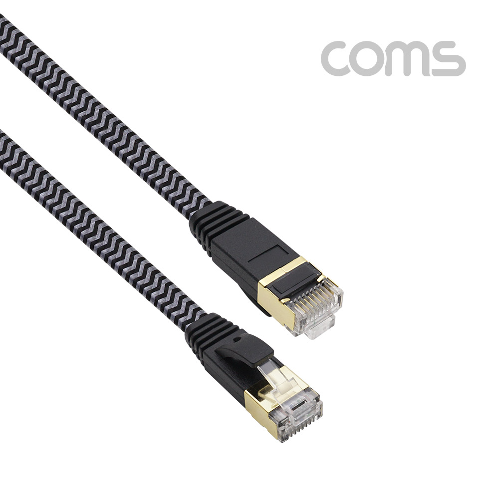 Coms 랜케이블(Direct/Cat#7/플랫형) - 1M / Black