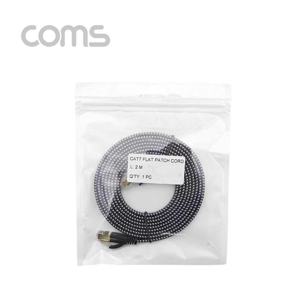 Coms 랜케이블(Direct/Cat#7/플랫형) - 2M / Black