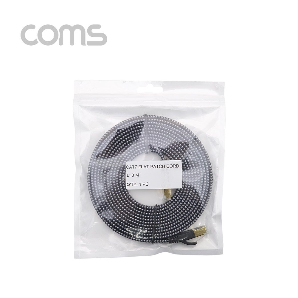 Coms 랜케이블(Direct/Cat#7/플랫형) - 3M / Black