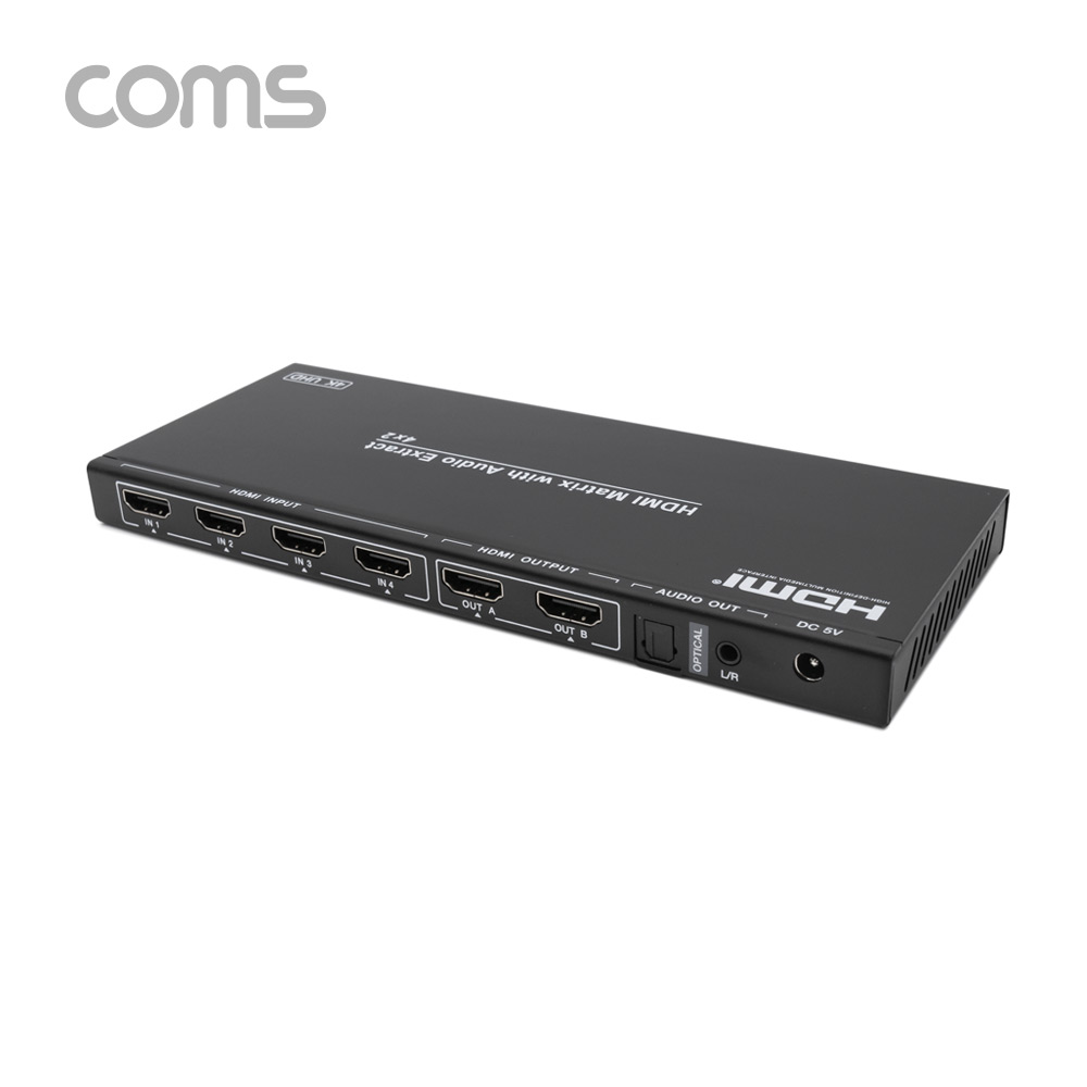 Coms HDMI 선택기(4:2) / HDMI 4x2 매트릭스 / 4K@60Hz / HDMI 1.4 / HDCP 2.2 / EDID