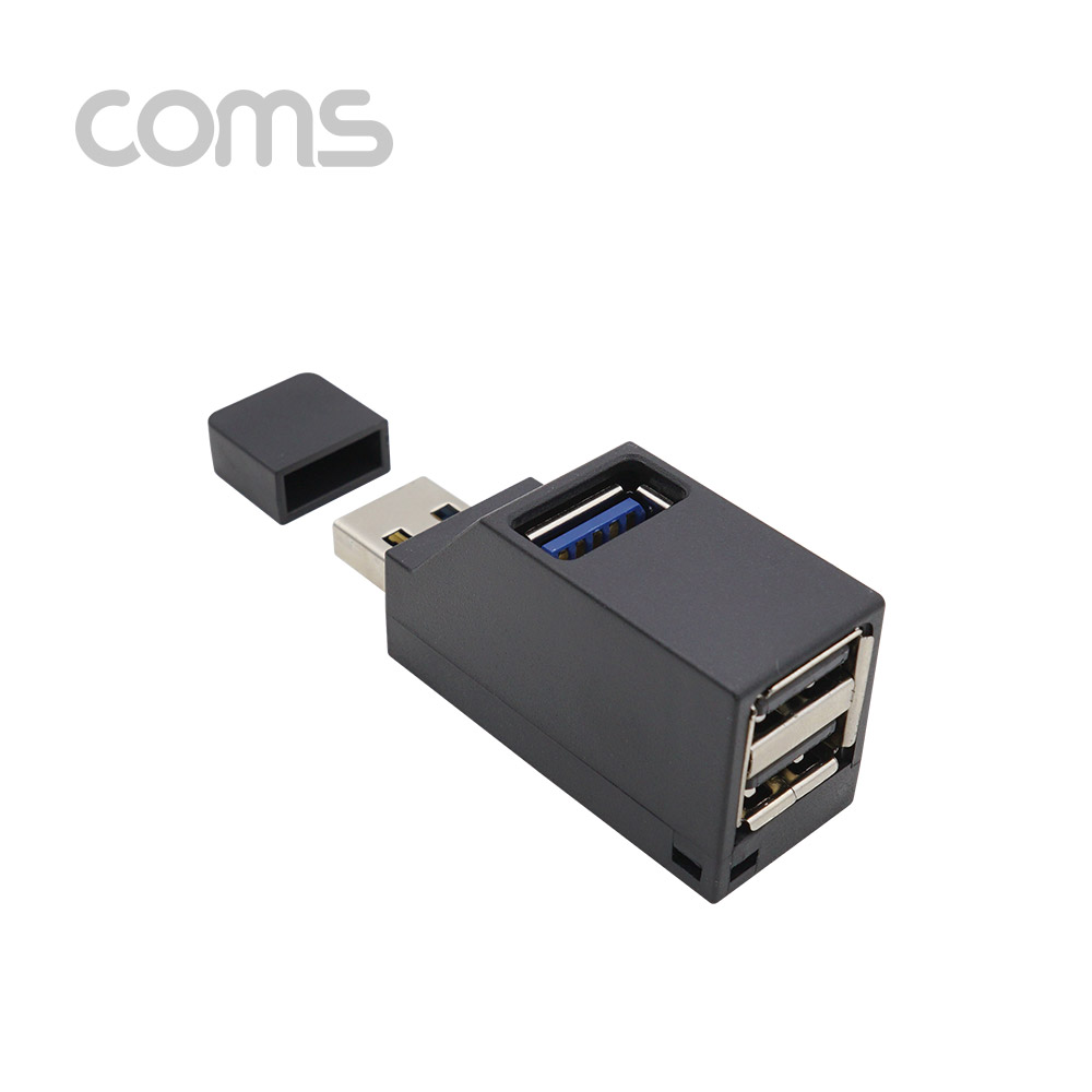 Coms USB 3.0 3포트 허브 / 무전원 / Black / 썸타입 (3.0 to 2.0 2Port + 3.0 1Port)
