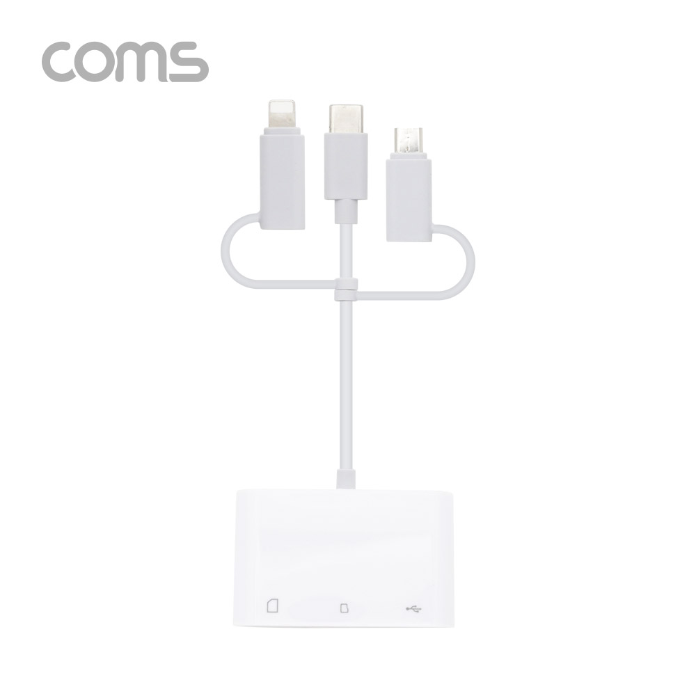 Coms 스마트폰 멀티 컨버터 / 3 in 1 카드리더기 / USB 3.1(Type C) / Micro 5P / 8P / SD / TF
