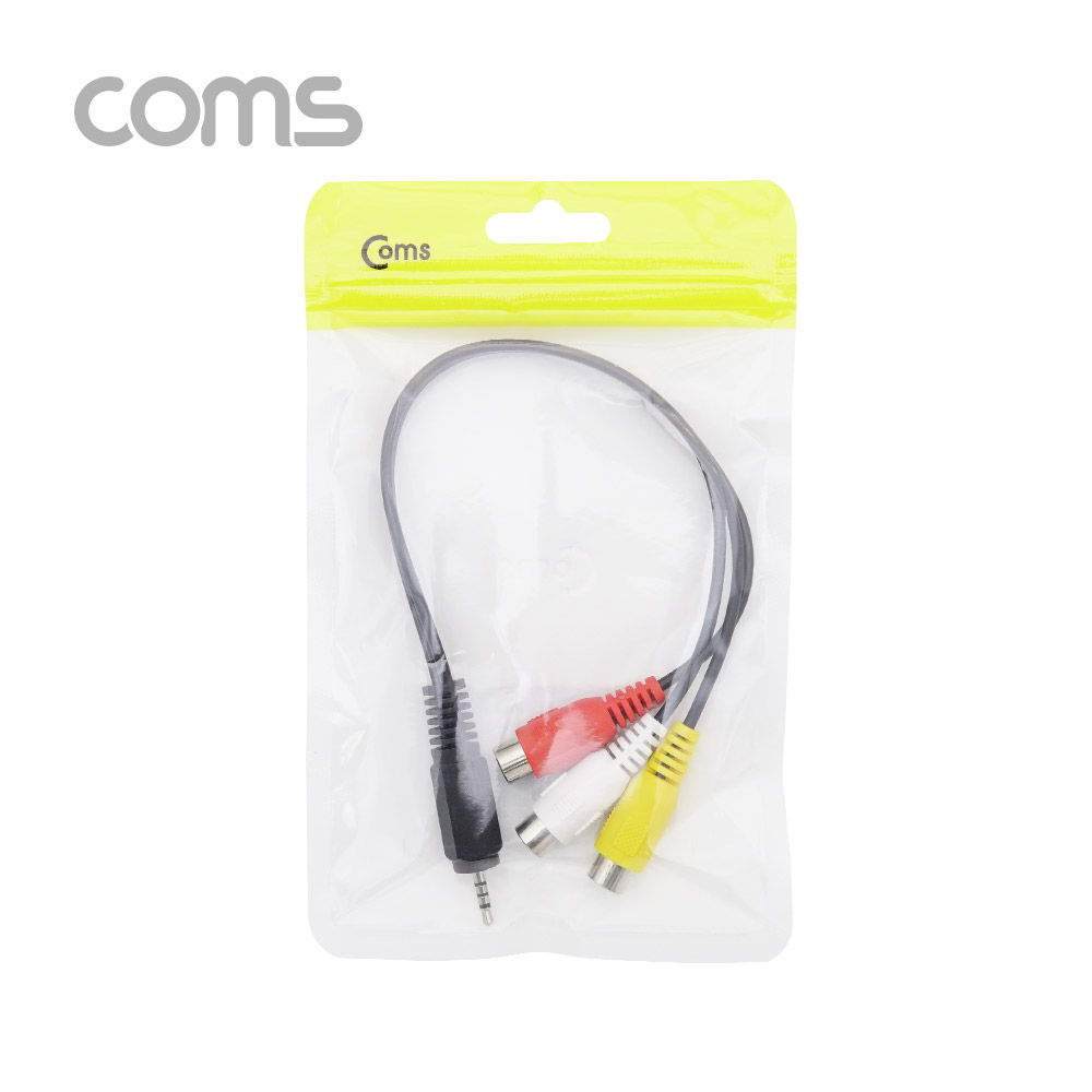 Coms 스테레오/RCA(3선) 케이블 (RCA 3선(F)/스테레오 2.5mm 4극(M)) 20cm