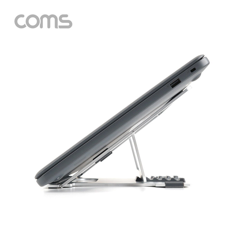 Coms 알루미늄 노트북 거치대 / 스탠드 / 받침대 / 접이식 / 5단 각도조절