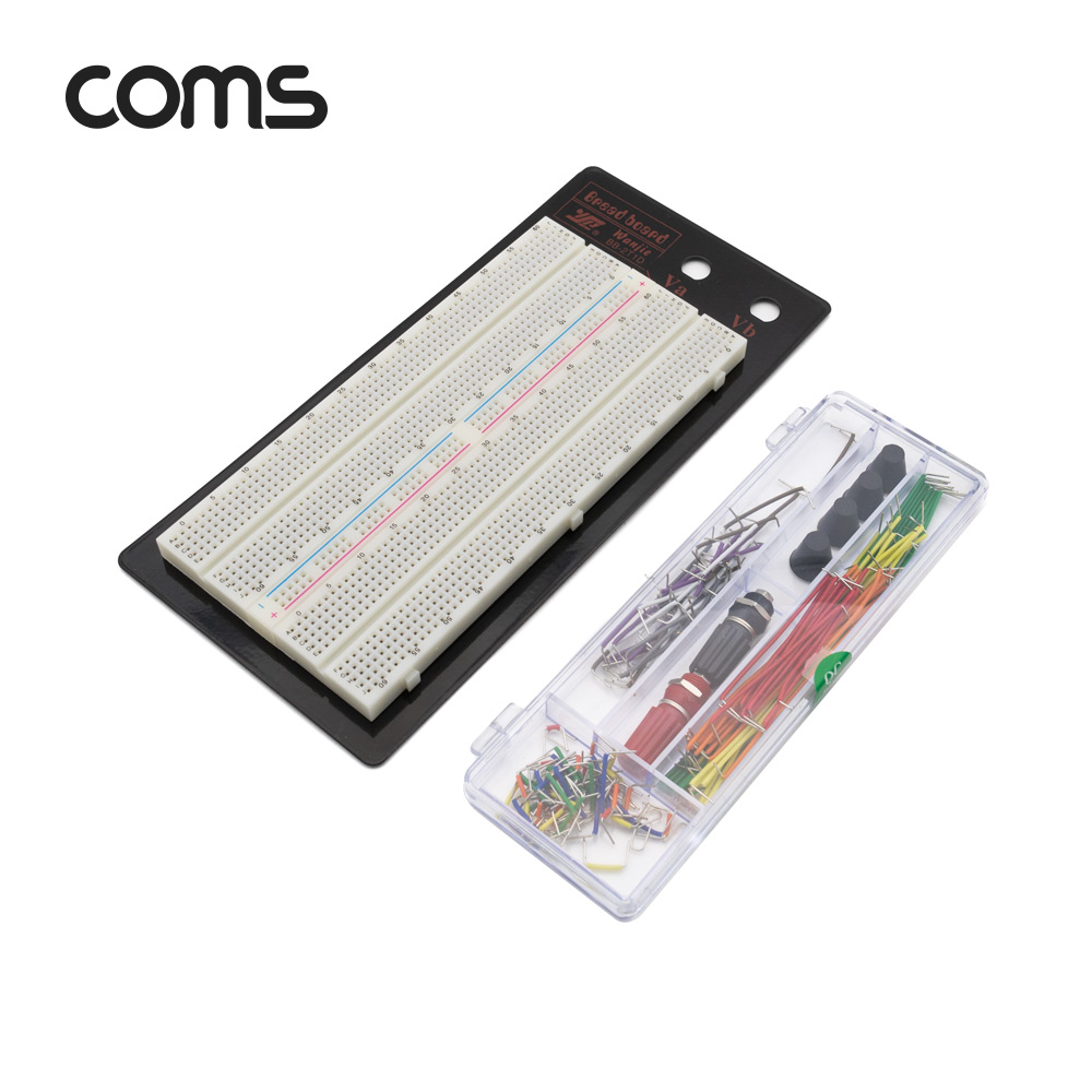 Coms 브레드보드 / 빵판 / 1360핀 / 82.5x165.5x8.5mm (점퍼와이어키트 14종 140개입 포함)