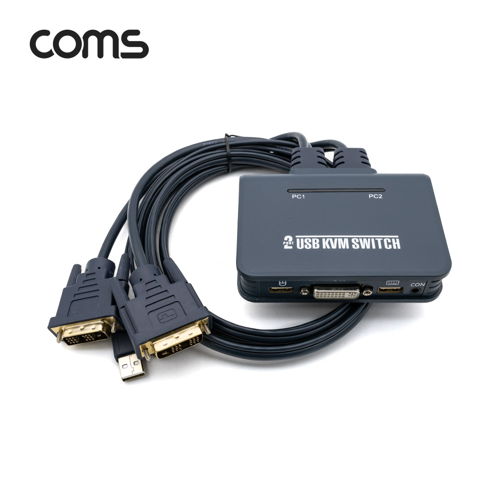 Coms 2포트 USB DVI KVM 스위치(2:1) DVI 케이블 연결형