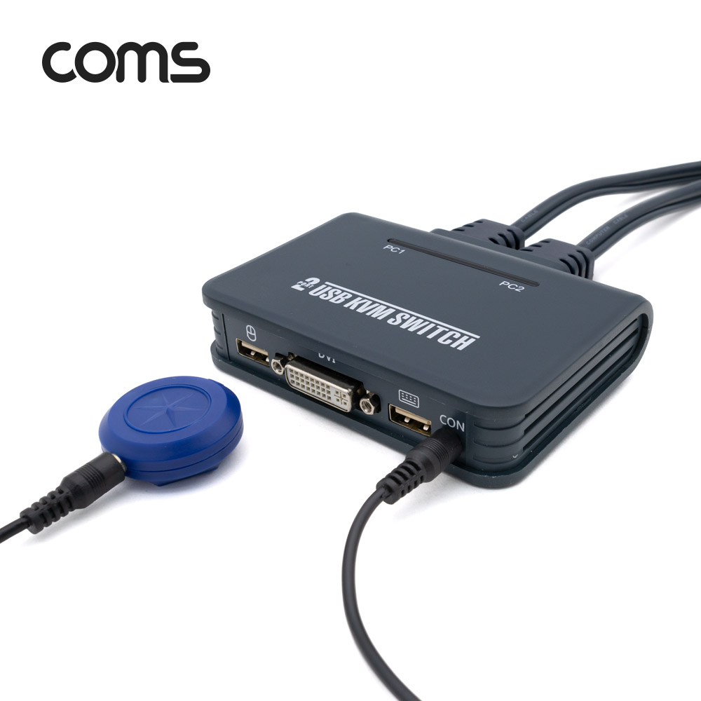 Coms 2포트 USB DVI KVM 스위치(2:1) DVI 케이블 연결형