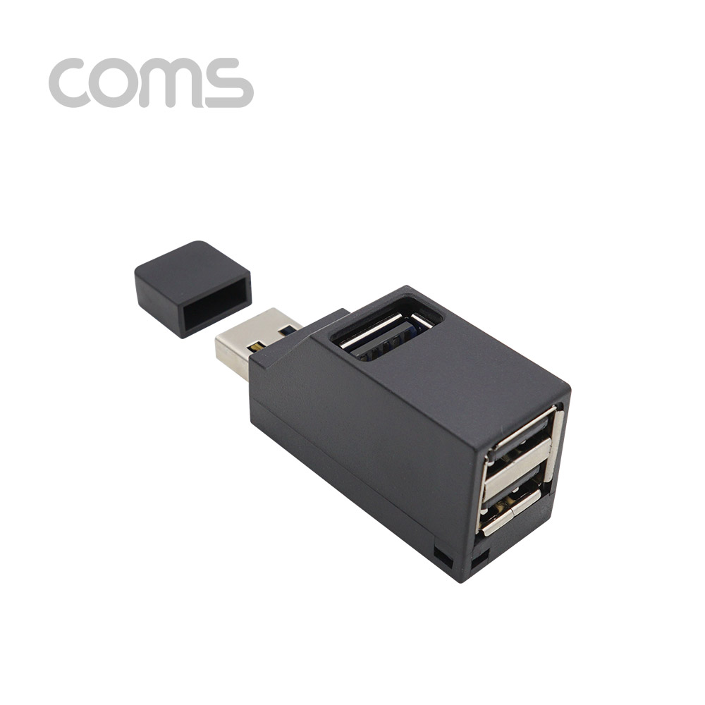 Coms USB 3포트 허브 / 무전원 / Black / 썸타입 (2.0 to 2.0 3Port)