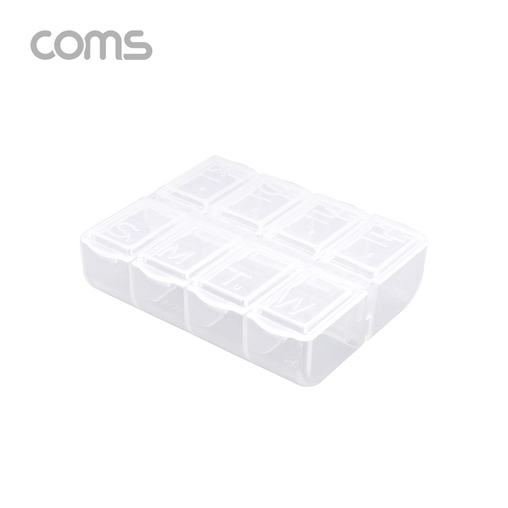 Coms 다용도 PVC 수납함 / 8분배 / 요일별 알약통 / 75 x 60 x 20 (mm)