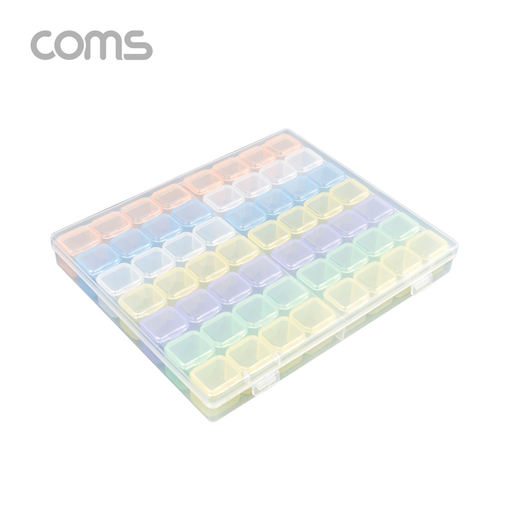 Coms 다용도 PVC 수납함 / 알약통 / 56칸 / 210 x 175 x 27 (mm)