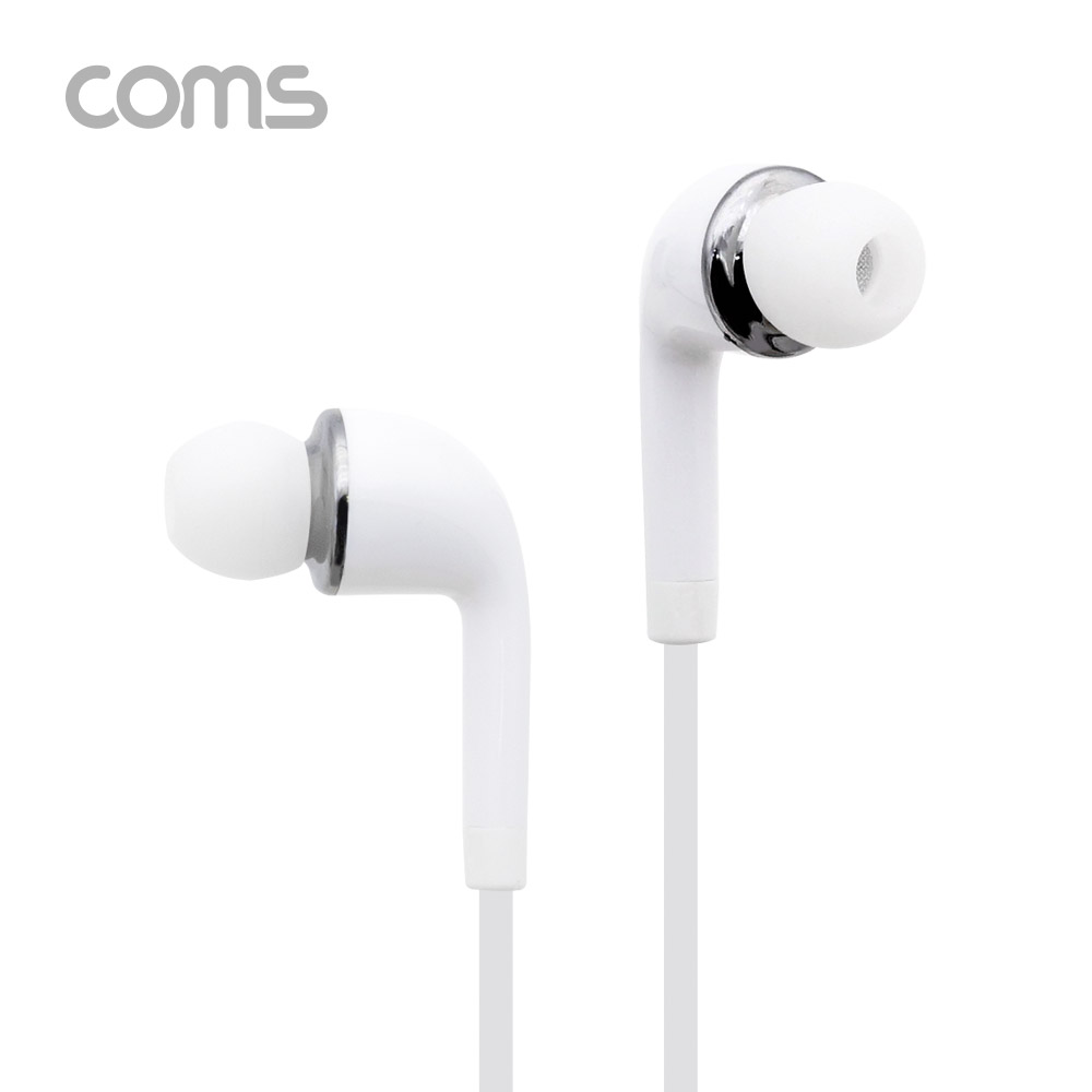 Coms 이어폰 (3.5mm / 마이크 / 볼륨 컨트롤), 1.1m, White
