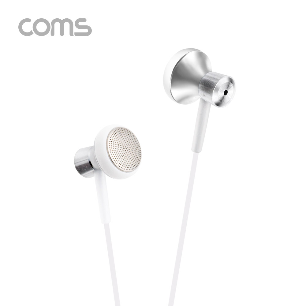 Coms 이어폰 (3.5mm / 마이크 / 볼륨 컨트롤), 1.2m, White