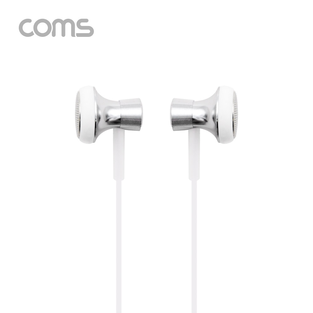 Coms 이어폰 (3.5mm / 마이크 / 볼륨 컨트롤), 1.2m, White