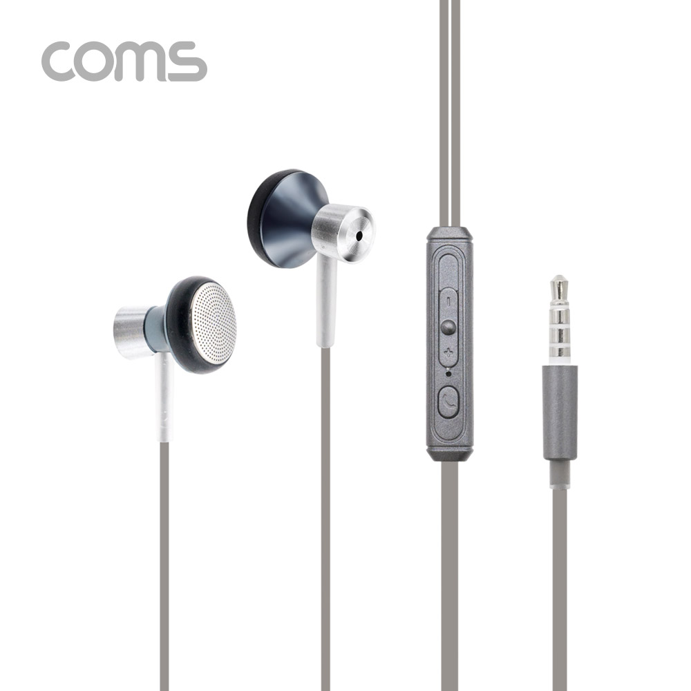 Coms 이어폰 (3.5mm / 마이크 / 볼륨 컨트롤), 1.2m, Black
